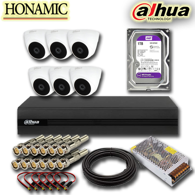 پکیج 6 دوربین مداربسته داهوا T1A21P