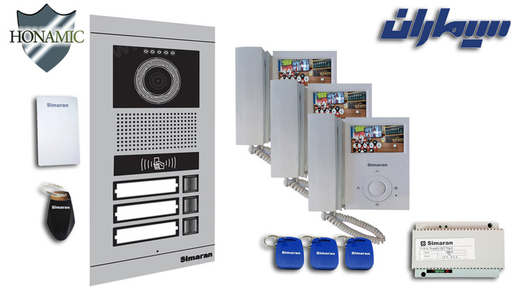 پکیج سه 3 واحدی آیفون تصویری سیماران پنل کارتی با گوشی 43-FL,43FL2