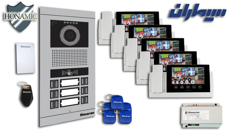 پکیج پنج 5 واحدی آیفون تصویری سیماران پنل کارتی با گوشی 72-TKM