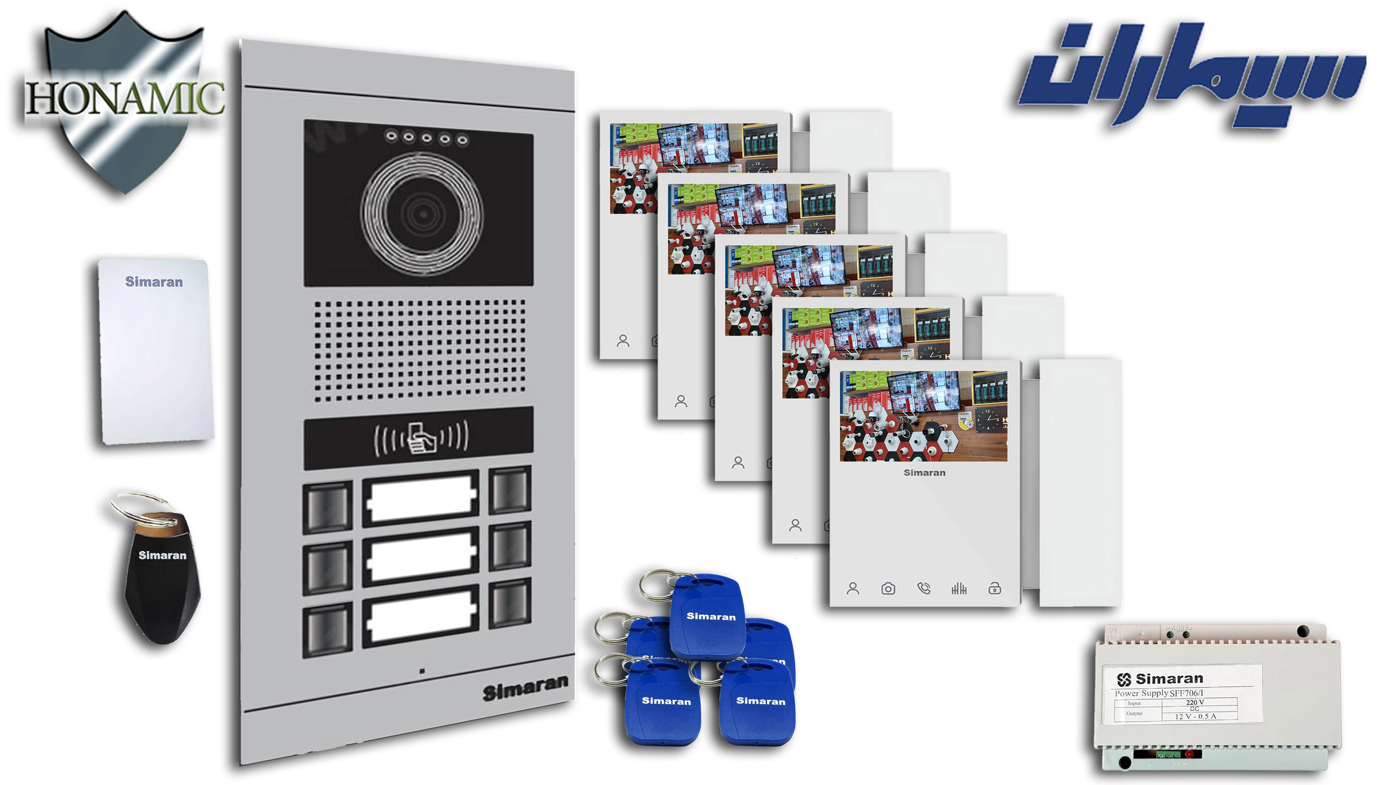 پکیج پنج 5 واحدی آیفون تصویری سیماران پنل کارتی با گوشی 46-TKM