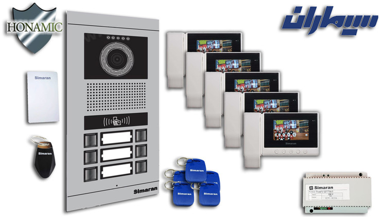 پکیج پنج 5 واحدی آیفون تصویری سیماران پنل کارتی با گوشی HS-43