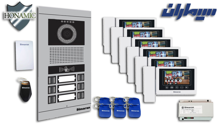 پکیج شش 6 واحدی آیفون تصویری سیماران پنل کارتی با گوشی 43-TK