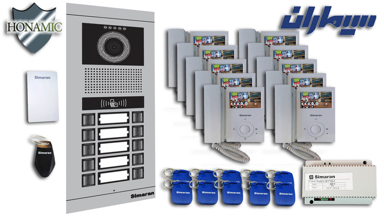 پکیج ده 10 واحدی آیفون تصویری سیماران پنل کارتی با گوشی 43-FL,43FL2