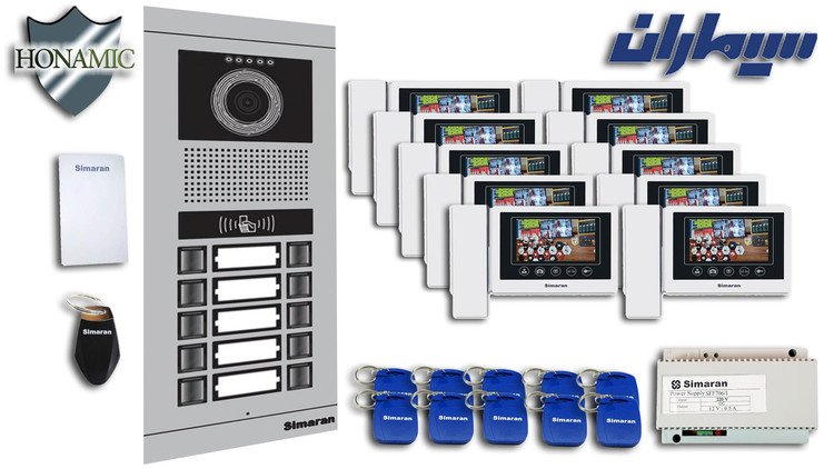 پکیج ده 10 واحدی آیفون تصویری سیماران پنل کارتی با گوشی 43-TK