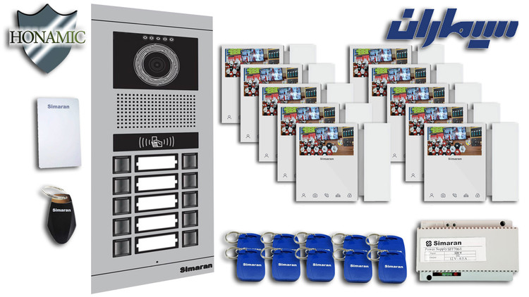 پکیج ده 10 واحدی آیفون تصویری سیماران پنل کارتی با گوشی 46-TKM