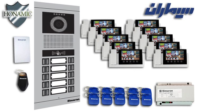 پکیج ده 10 واحدی آیفون تصویری سیماران پنل کارتی با گوشی 72-TK