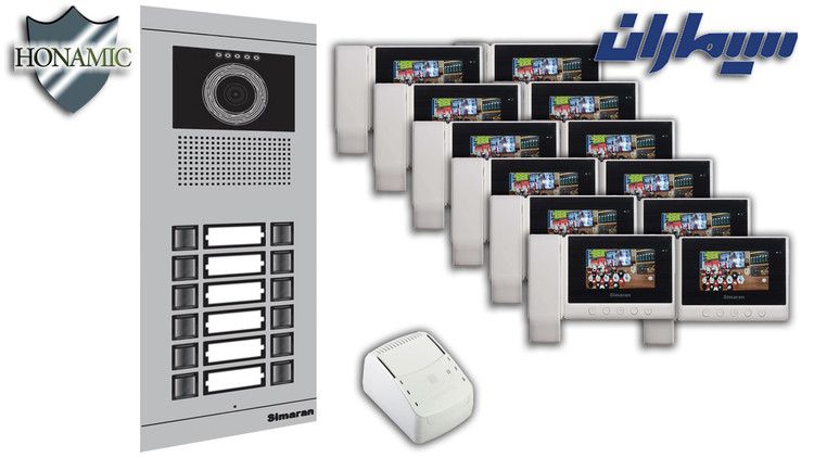 پکیج دوازده 12 واحدی آیفون تصویری سیماران با گوشی HS-43