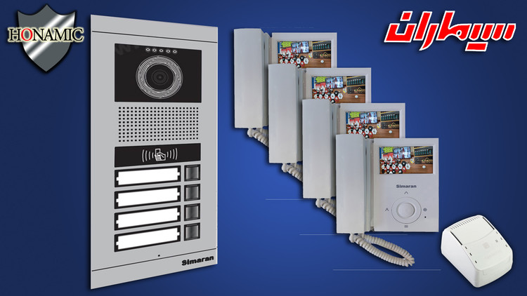 پکیج چهار 4 واحدی آیفون تصویری سیماران پنل کارتی با گوشی 43-FL,43FL2